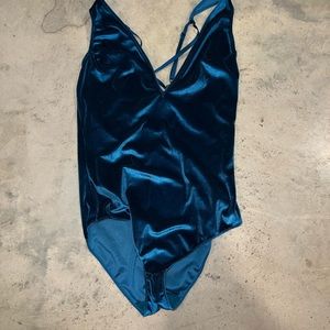 Teal velvet bodysuit